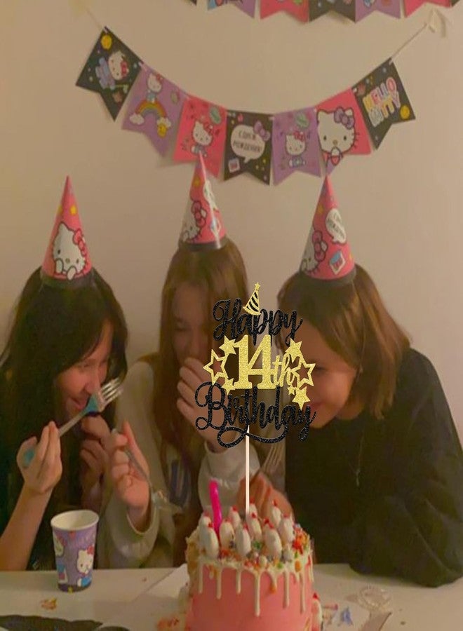 Confetti! Glittering 14th Birthday Cake Topper with Star Hat - Cheers to 14 Years! Fabulous Cake Decorations for Kids' 14th Birthday & Anniversary Party Supply - Image 5